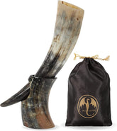 Curved Viking Drinking Horn With Stand